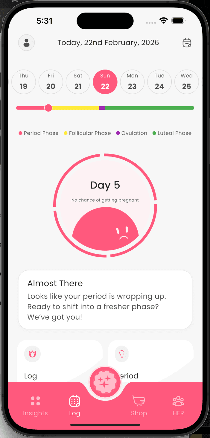 Femme app preview on mobile